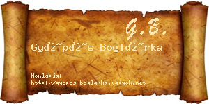 Gyöpös Boglárka névjegykártya